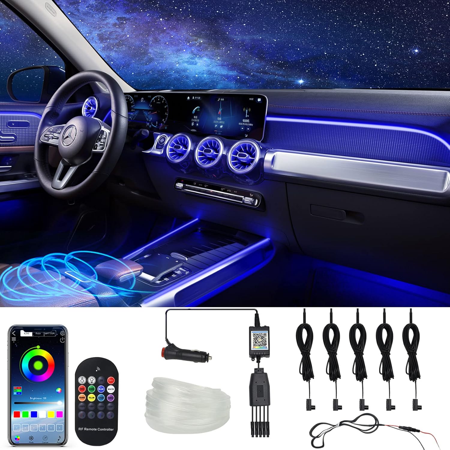 10 in 1 Car LED Strip Lights with APP Control B530271