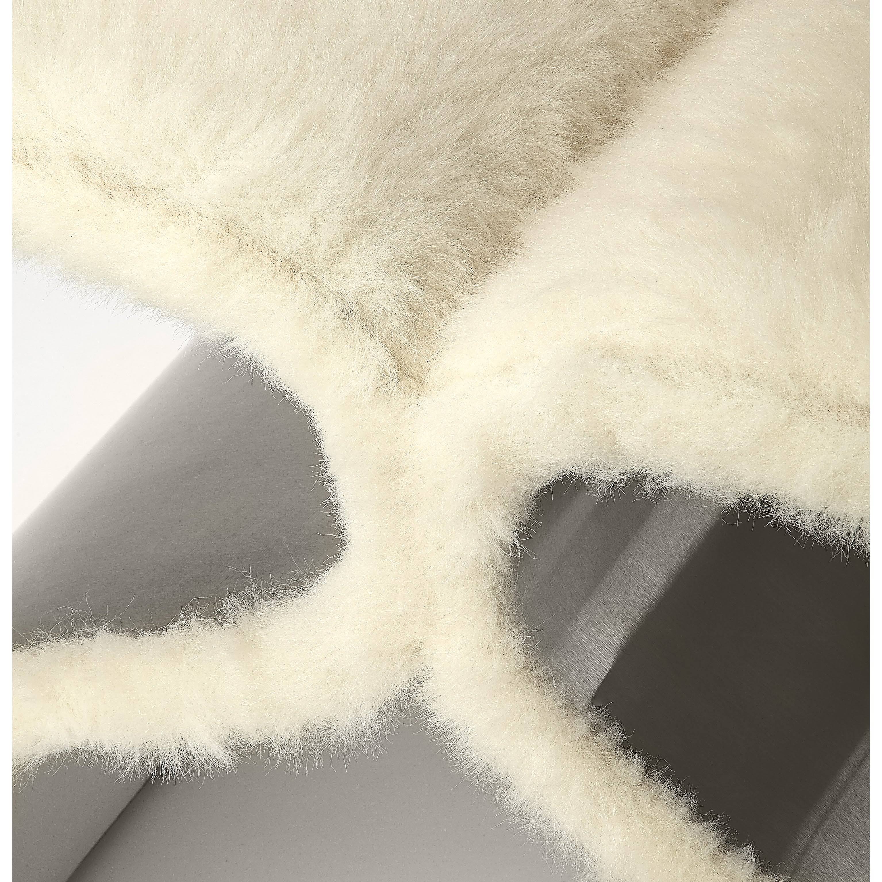 Faux Fur Silver Stool J258