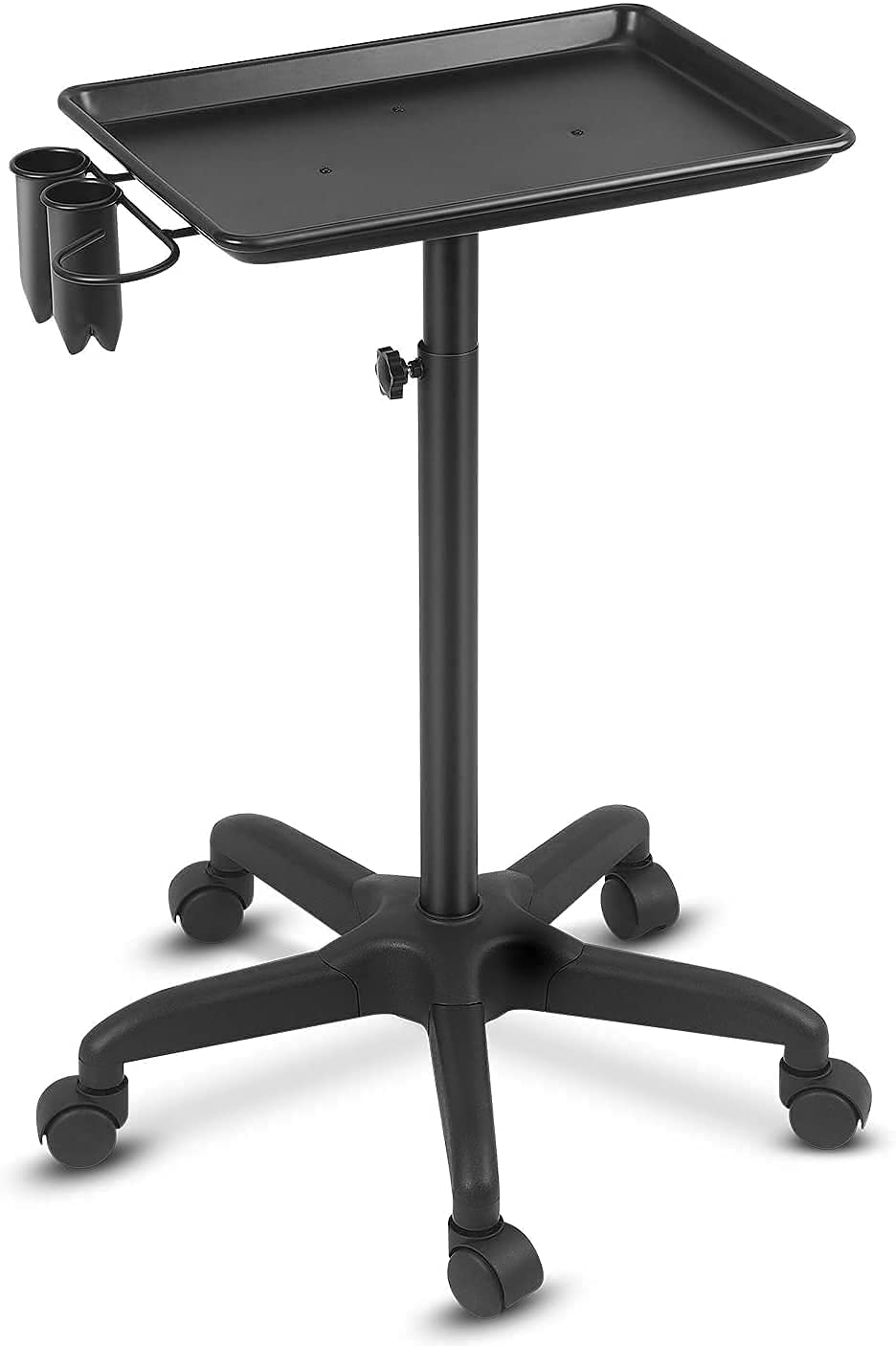 Black Aluminum Salon Tray Cart with Wheels U47561