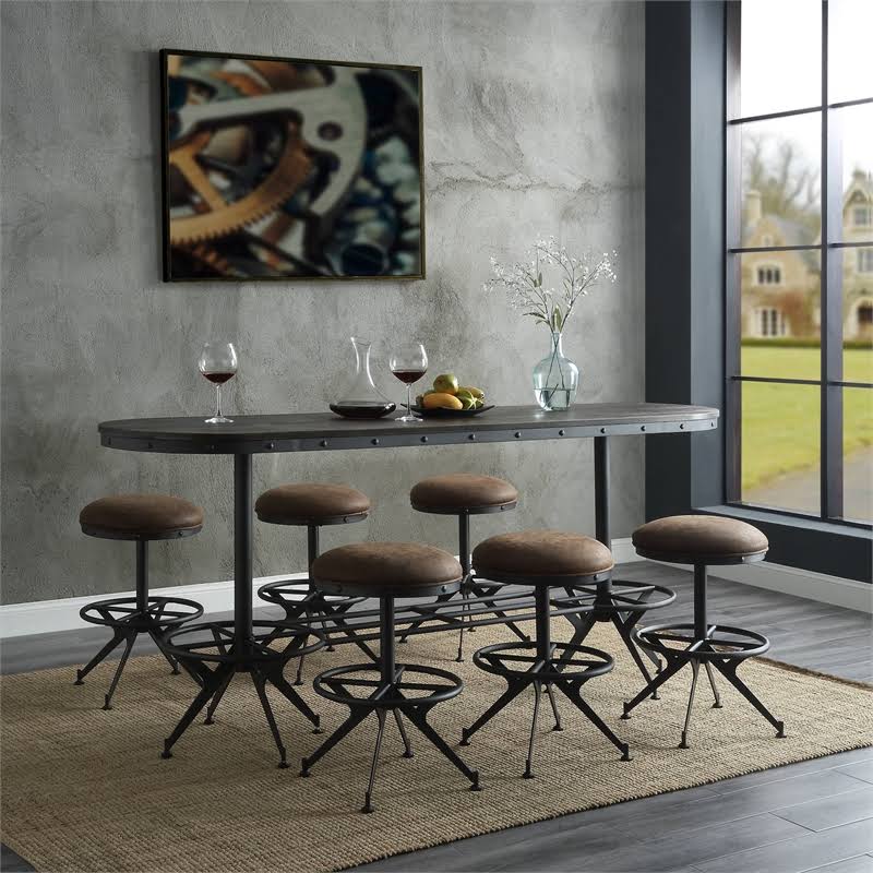 Salvaged Brown and Black Counter Height Stool U2375