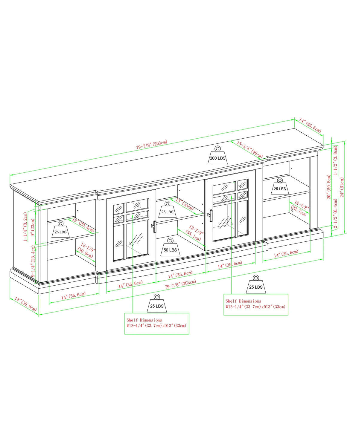 White Glass-Door TV Stand X493791
