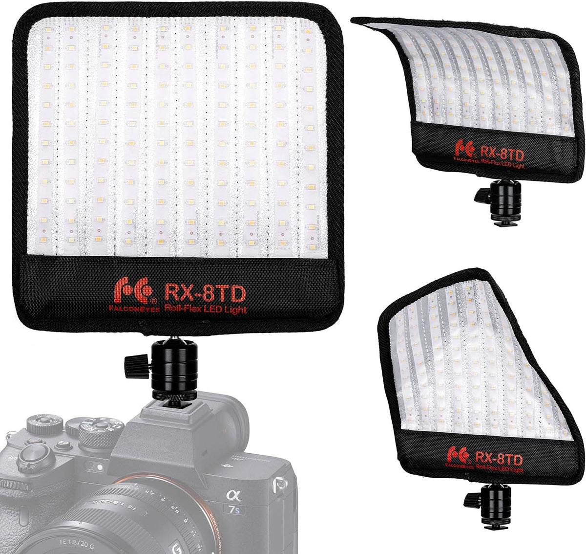 Foldable Flexible LED Light Panel Kit 5600K CRI95 On-Camera Lamp Daylight Splash-Proof R27113