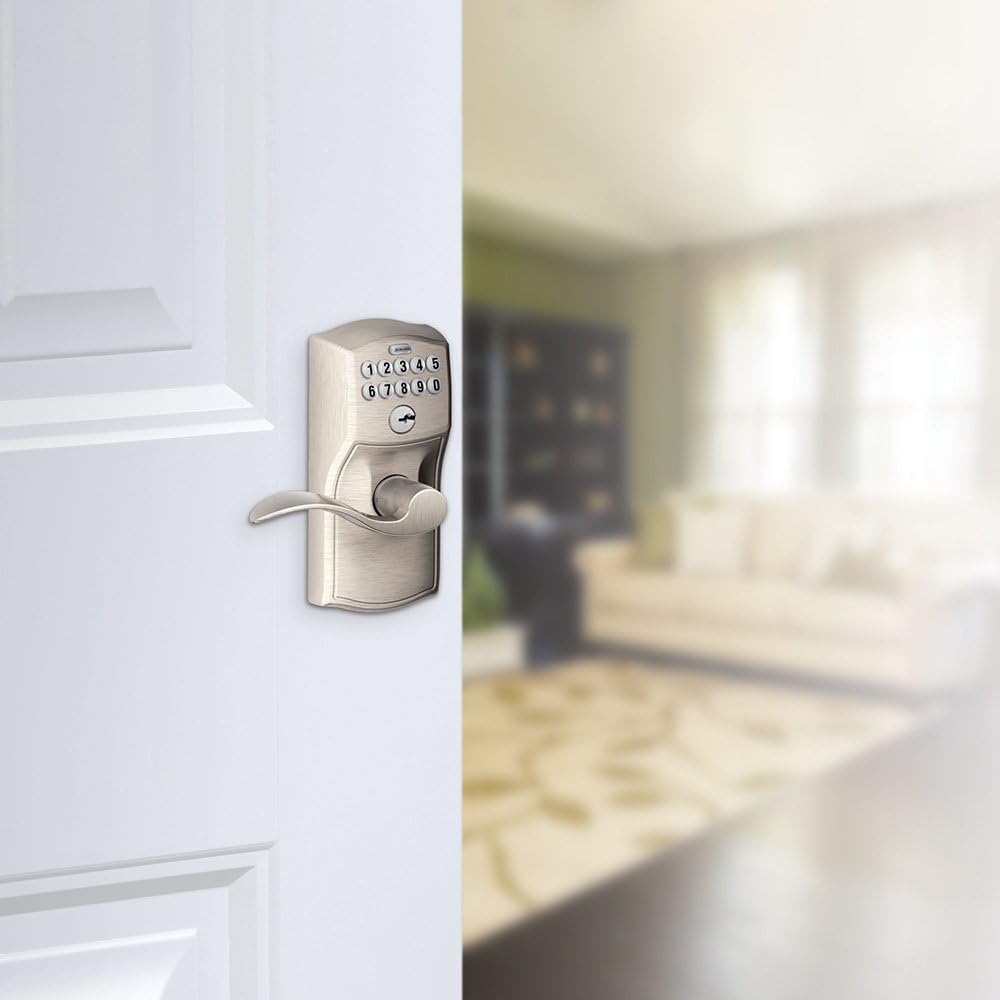 Satin Nickel Keypad Entry with Flex-Lock and Accent Levers X17248
