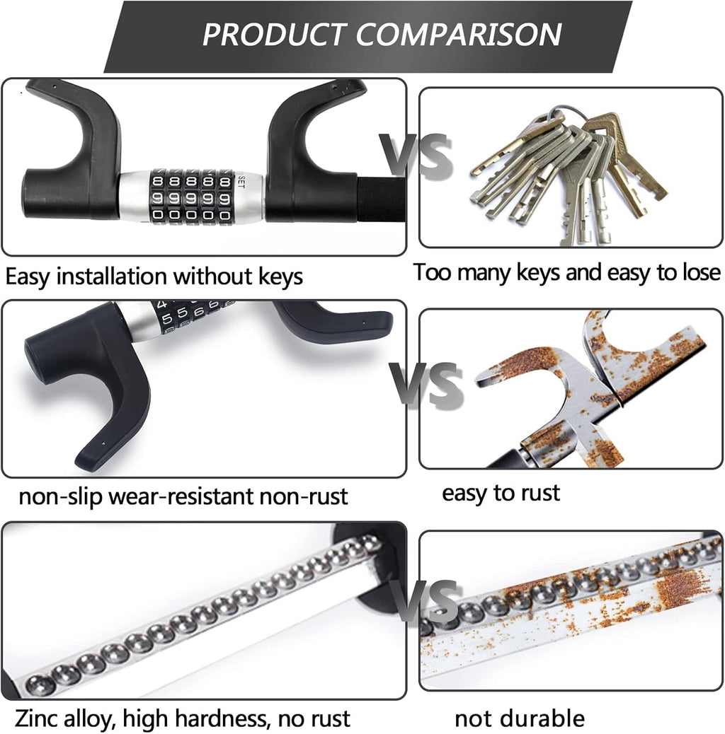 Heavy Duty Retractable Two Hooks Steering Wheel Lock D875