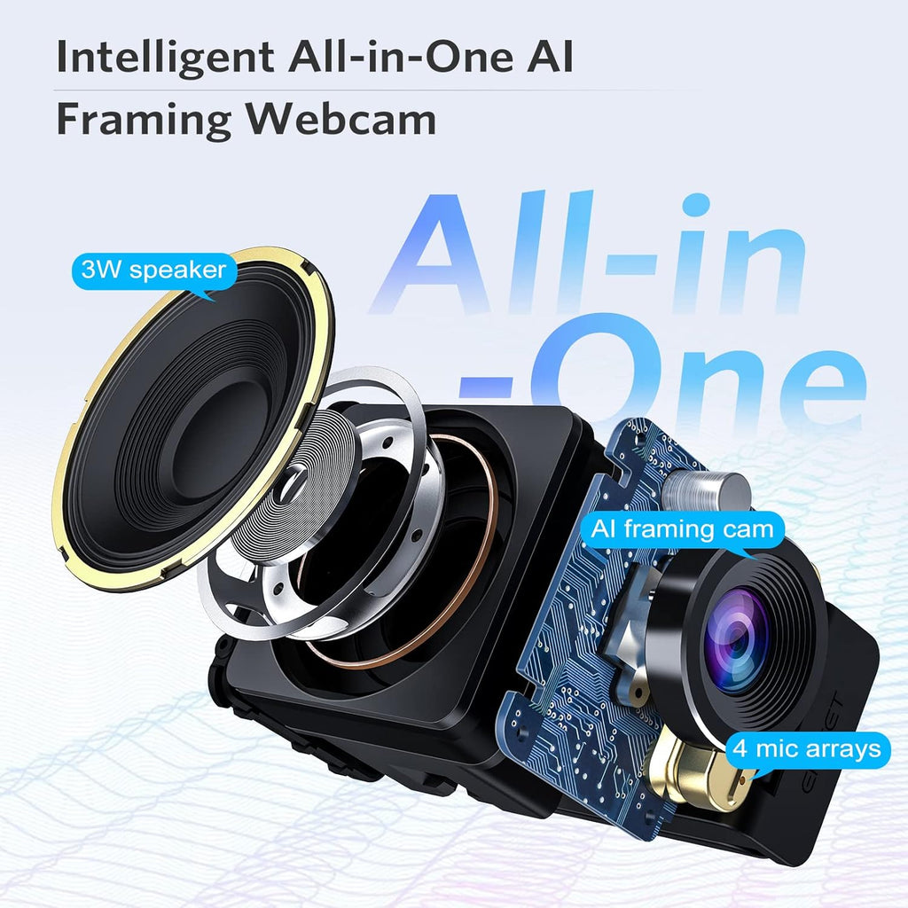 All-in-1 FHD 1080P Webcam with Speaker & 4 Mics H715