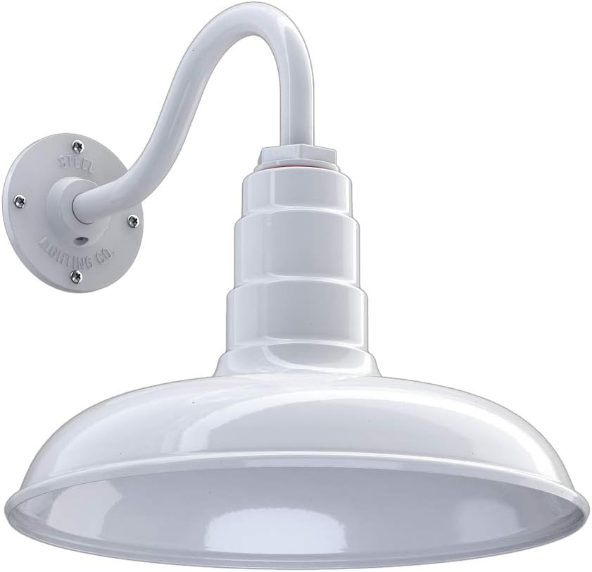 Gooseneck Barn Light with Steel Dome (11 Gooseneck, Green) Q839495