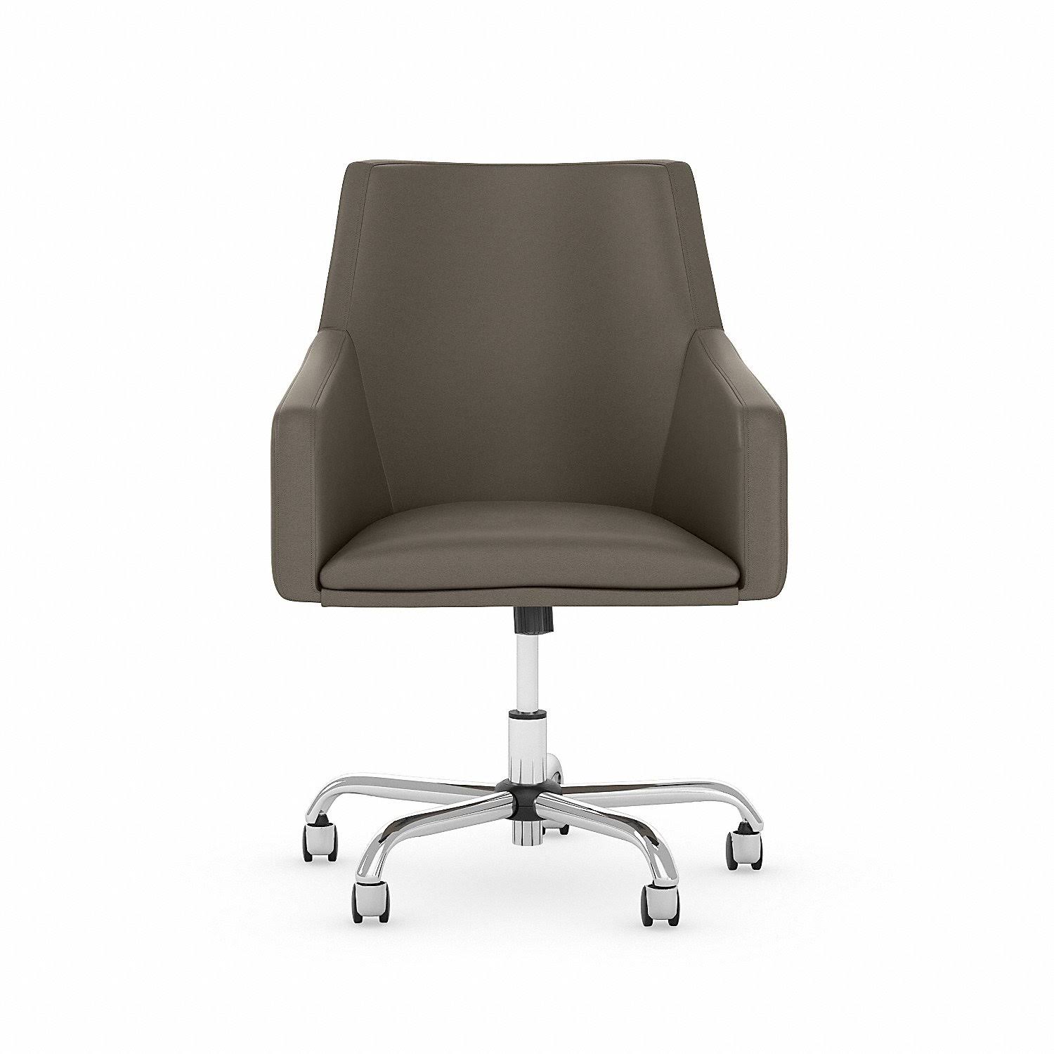 Washed Gray Leather Mid Back Box Chair M683