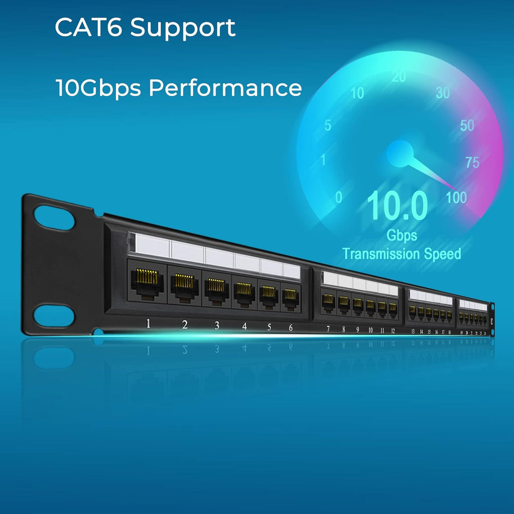 48 Port Cat6 10G UTP 19-Inch 1U Ethernet Patch Panel P5256