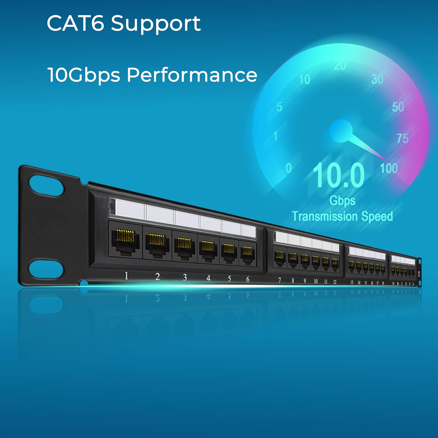 48 Port Cat6 10G UTP 19-Inch 1U Ethernet Patch Panel P5256