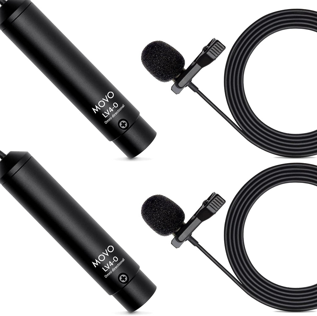 Omnidirectional Lavalier Microphone Set with Lapel Mic Clips and Windscreens, Pack of 2 S644972