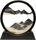 Moving Sand Art Picture Decor, 3D Deep Sea Sandscape Liquid Motion, Round Glass Frame Display Flowing Sand (Black, 7) Pack of 2 K3757
