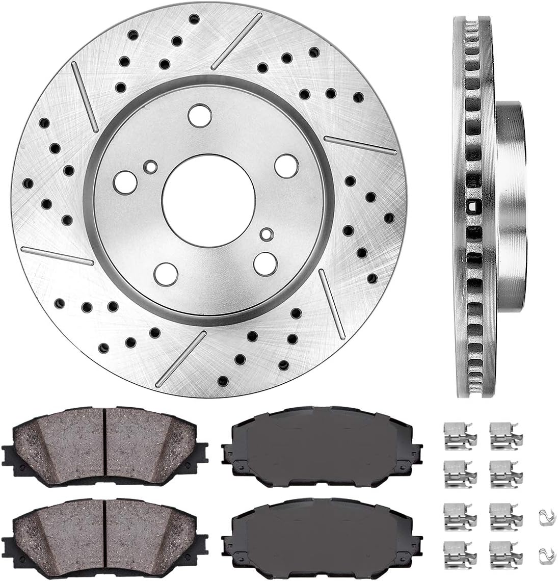 275mm 5 Lug Rotors + Ceramic Brake Pads + Clips R880