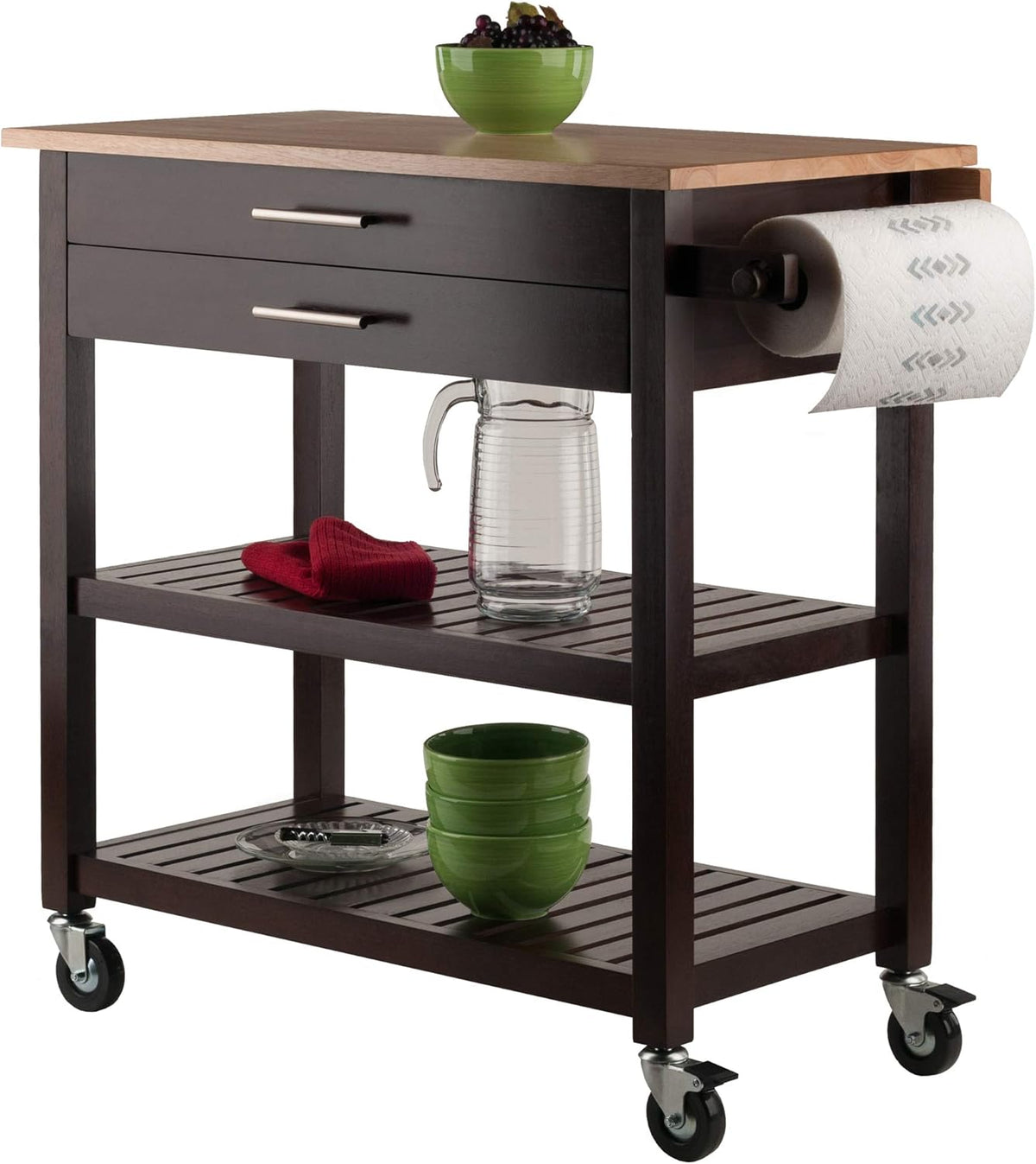Cappuccino/Natural Kitchen Cart H29047