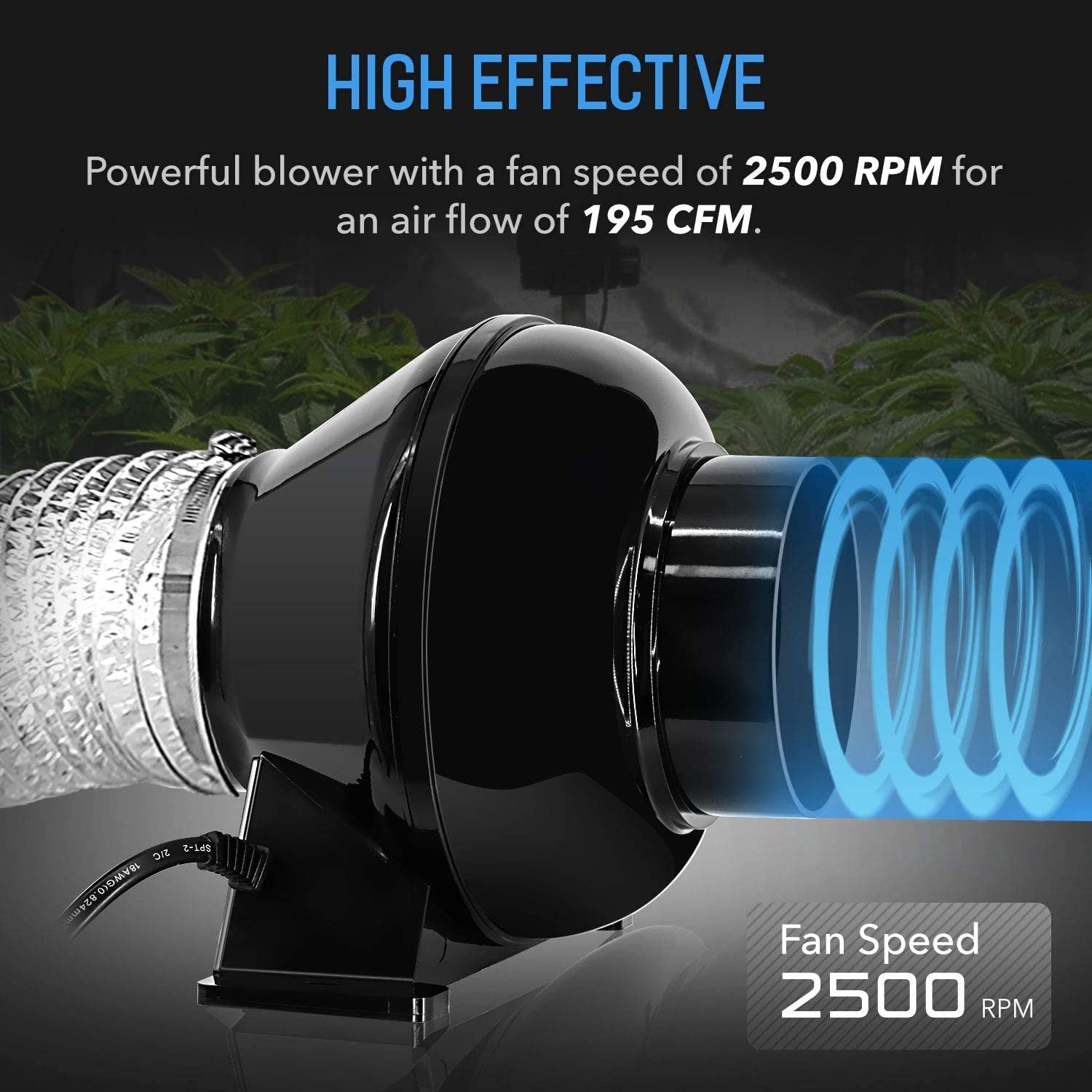 4 Inch 195 CFM Inline Fan, Carbon Filter, 8 Feet Ducting, Speed Controller, Rope Hanger, Temperature Humidity Monitor, Pack of 2 Z4184