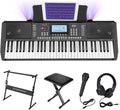 61 Key Electronic Keyboard Piano with LCD Display, Z-style Stand, Bench, Microphone, Headphone, Keynote Stickers I1334
