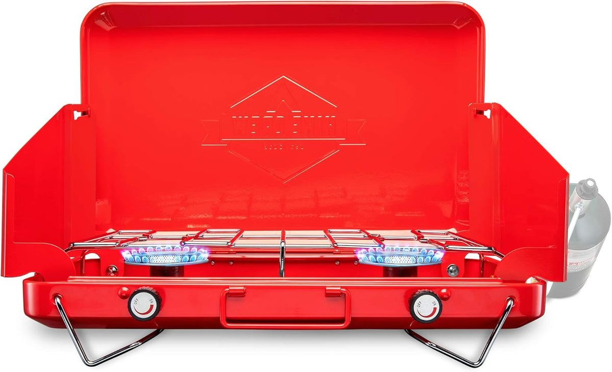 Portable Double Propane Burner Camping Stove with Carrying Handle L6135