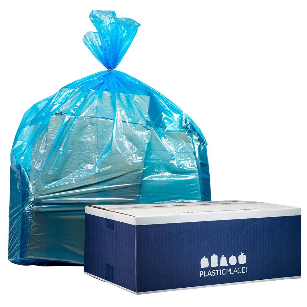 100 / Case 40-45 Gallon Blue Recycling Bags Q251