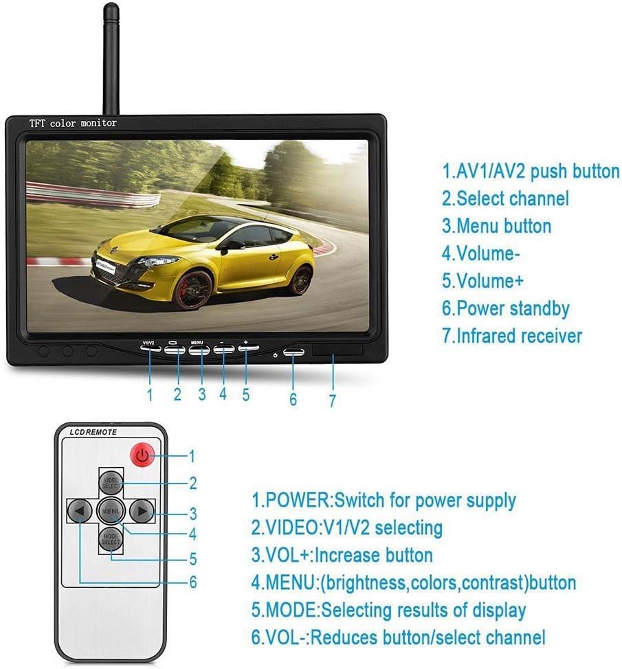 Waterproof Wireless Backup Camera with 7 HD LCD Monitor Kit U344