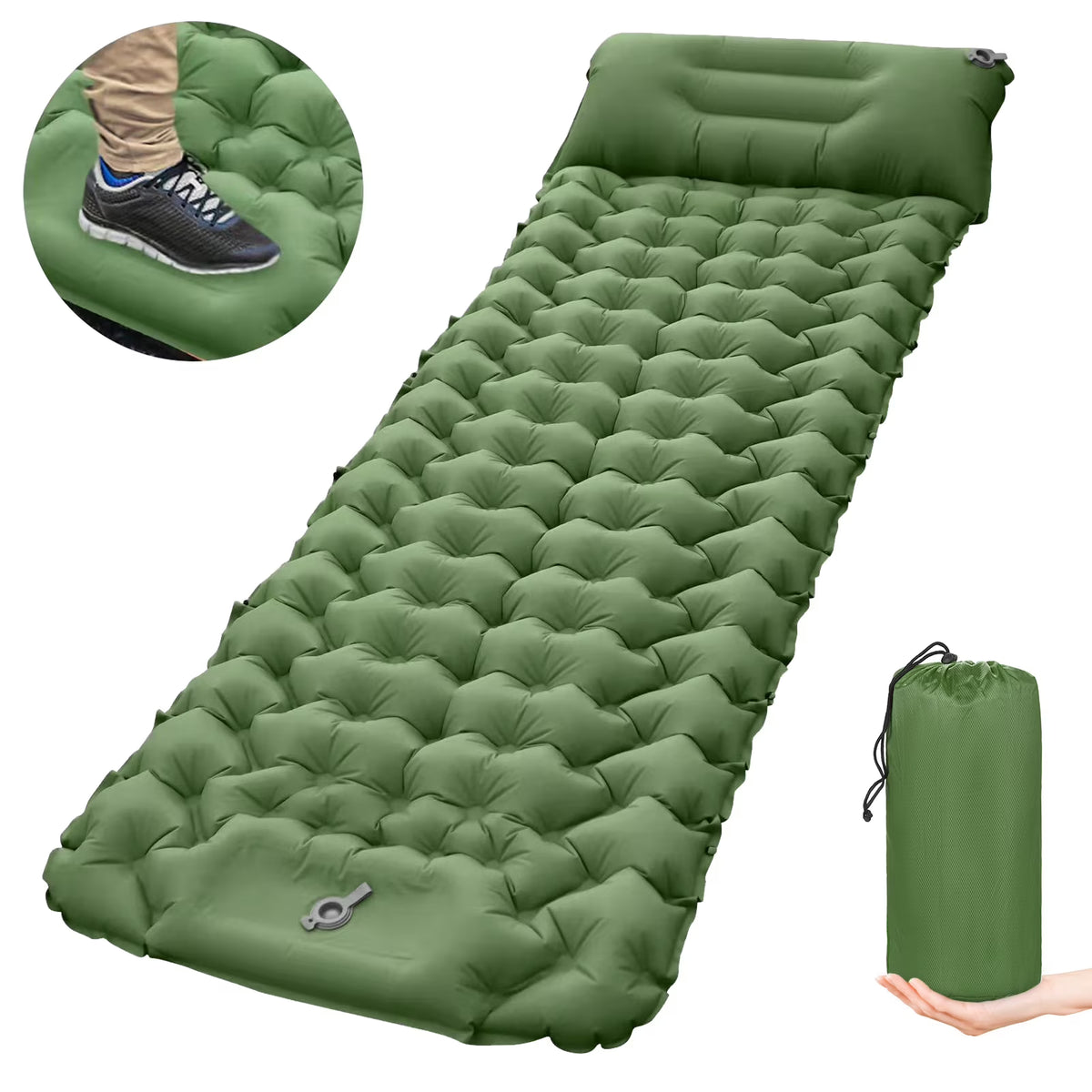 Ultralight Inflatable Camping Sleeping Pad with Pillow and Built in Pump T938387