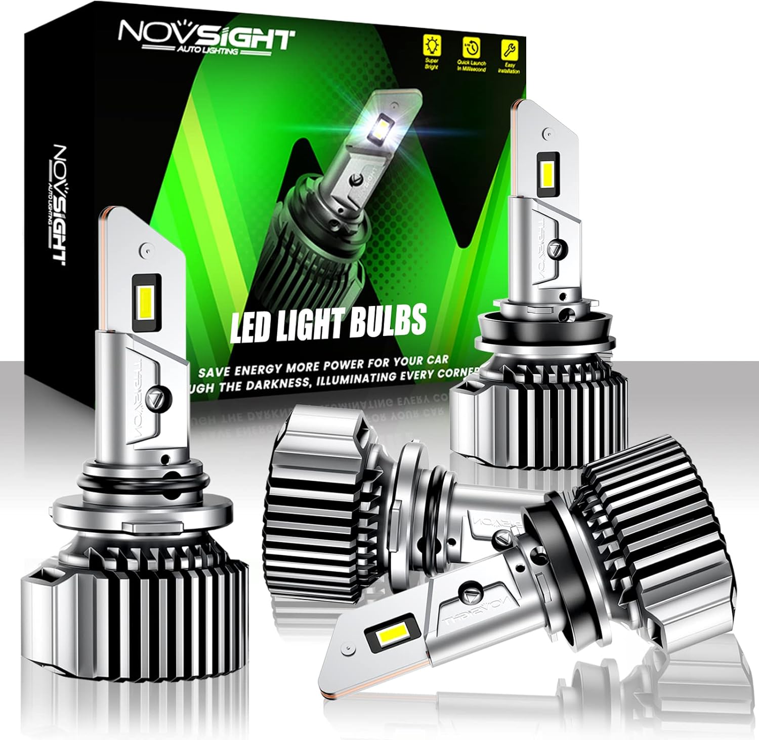 9005 H11 LED Headlight Bulbs Combo, 40000LM 200W 6500K Cool White, Pack of 4 I466468