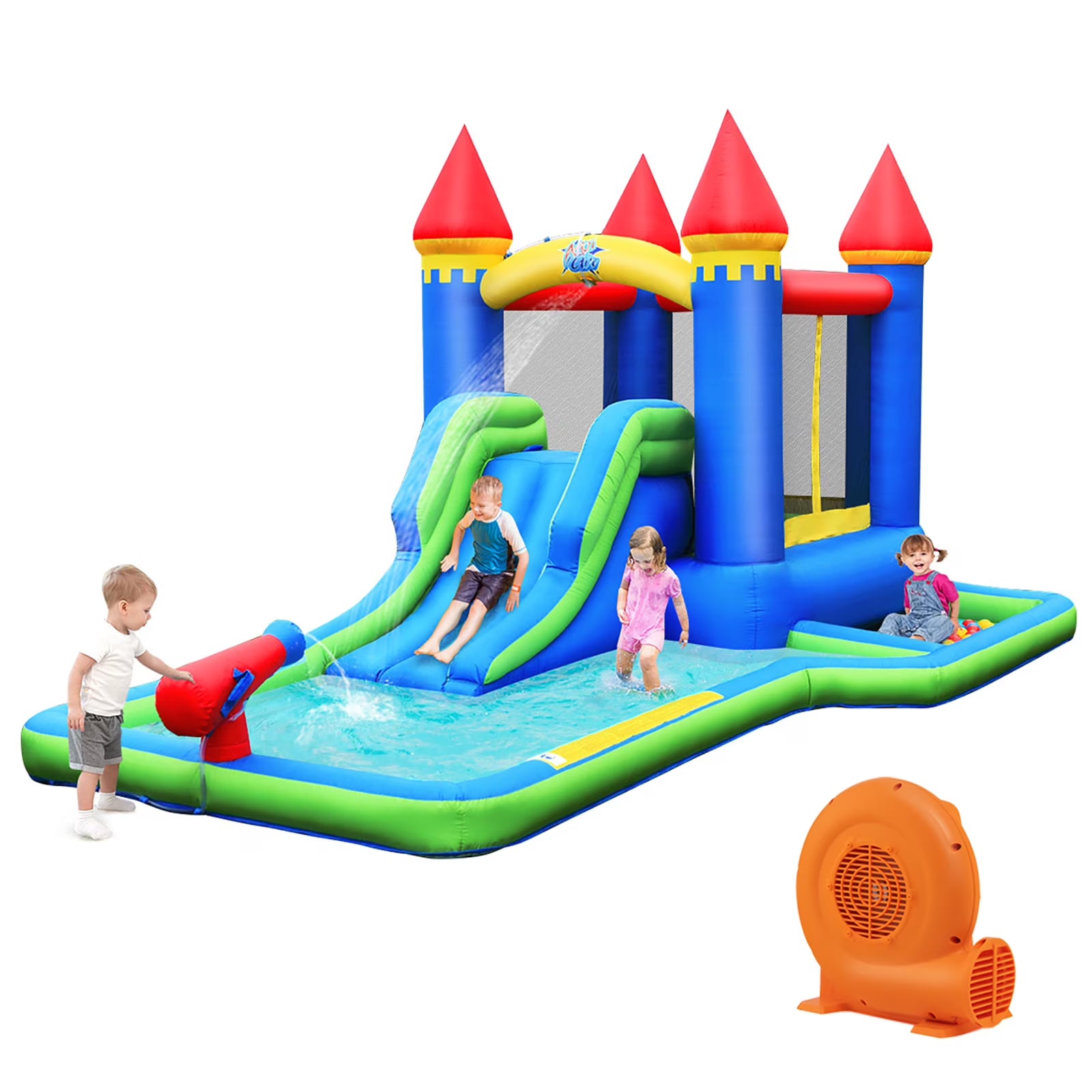 Inflatable Castle Bounce House Slide Water Park Ball Pit with 550W Blower X193