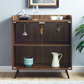 Dark Walnut Glass Door Bar Cabinet V6321