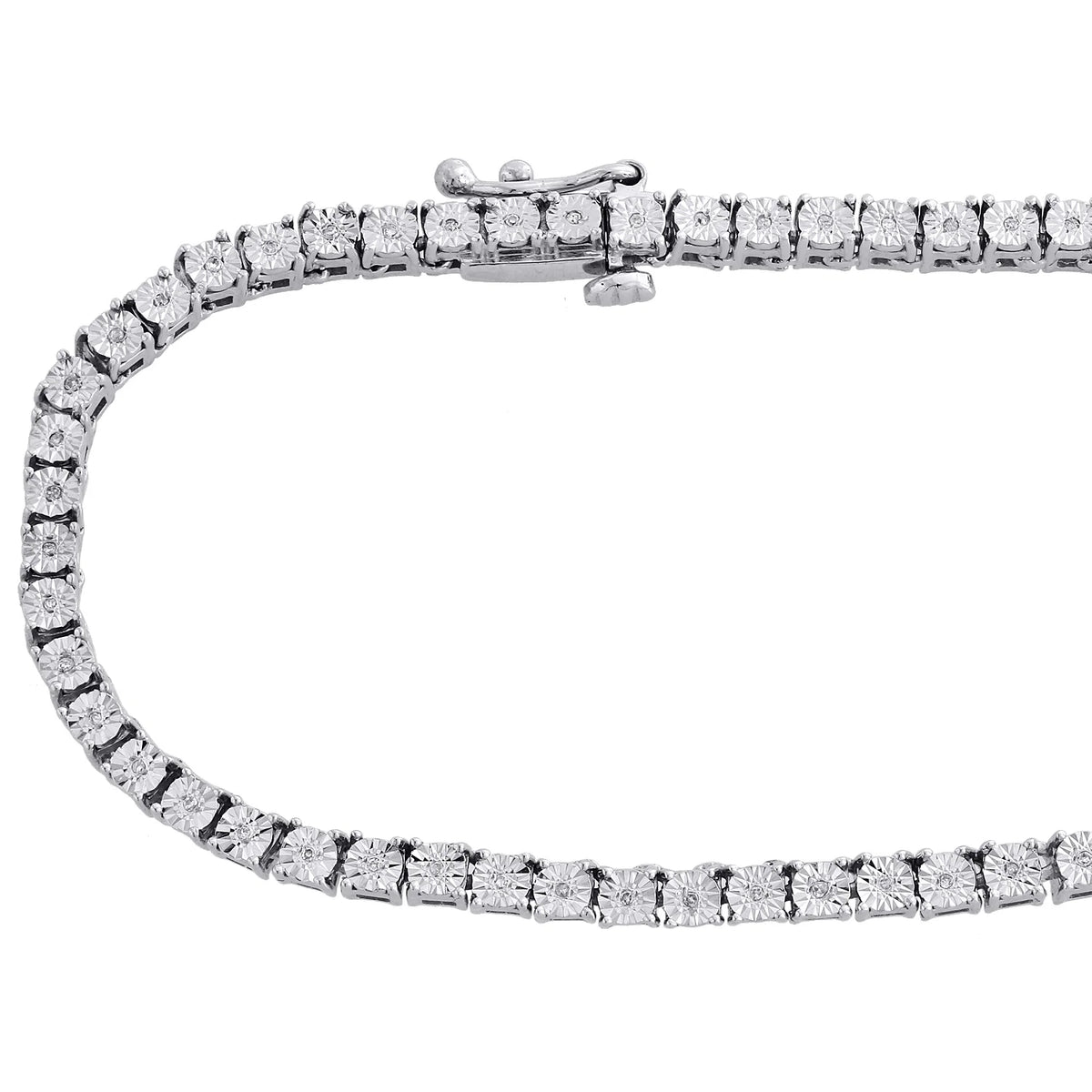 Mens 1 Row Diamond Link Choker Chain 18" Sterling Silver G3572