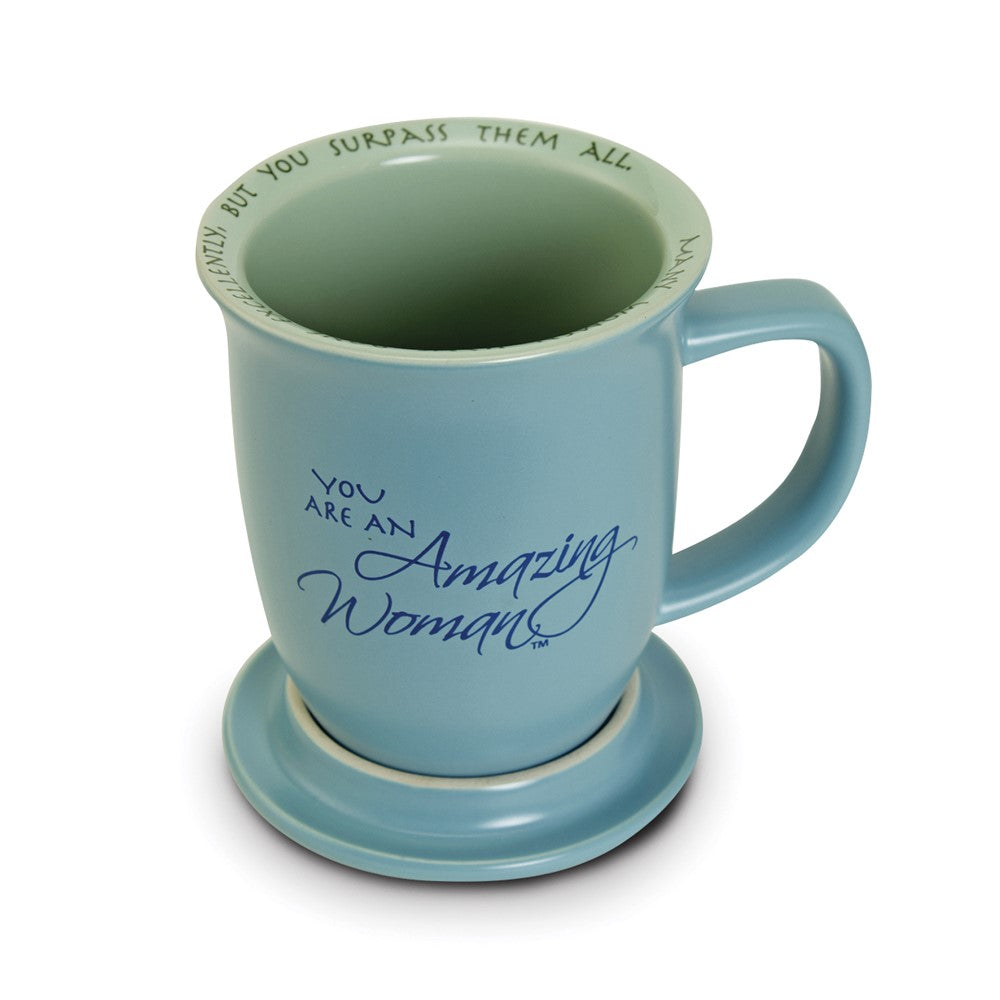 Blue 14 oz. Ceramic Mug and Coaster Set M831