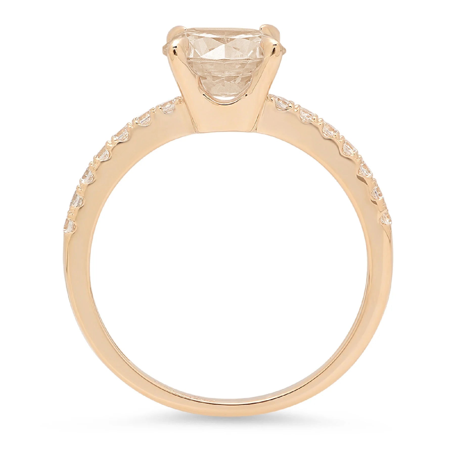 Champagne Simulated Diamond 18k Yellow Gold Ring R696