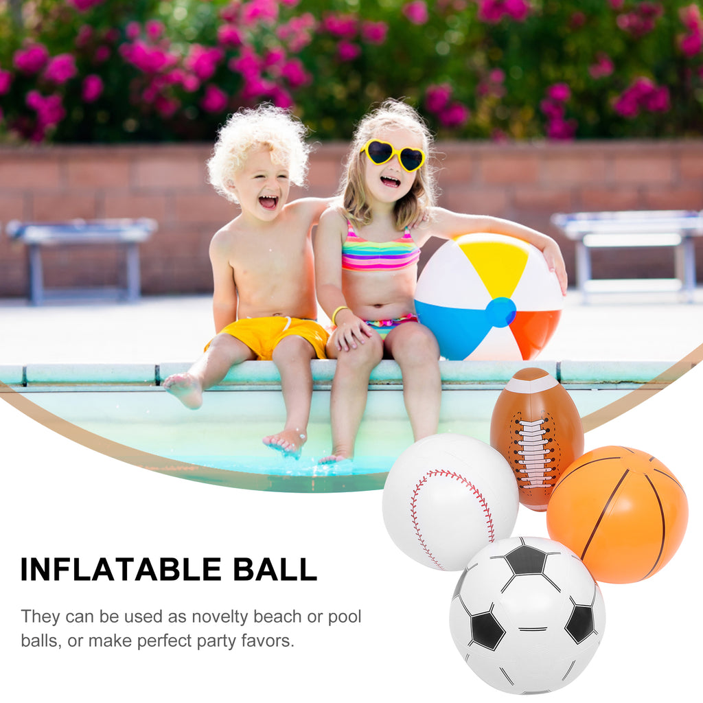 4 Pcs Inflatable Beach Ball Soccer Sports Pool Toys I774904