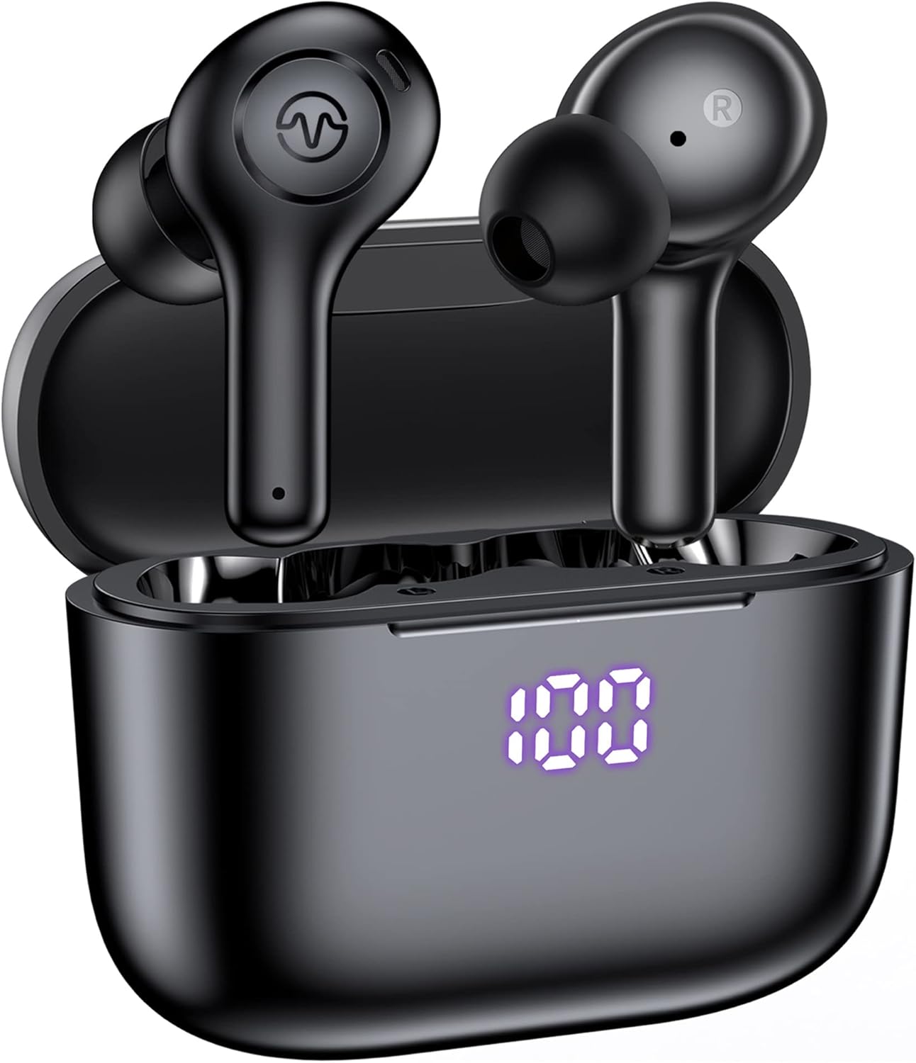 Wireless Earbuds with Wireless Charging Case, 50H Playback Bluetooth Headphones, Pack of 2 N180967