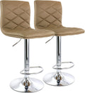 2 Piece Adjustable Faux Leather Bar Stool in Camel with Chrome Base E36561