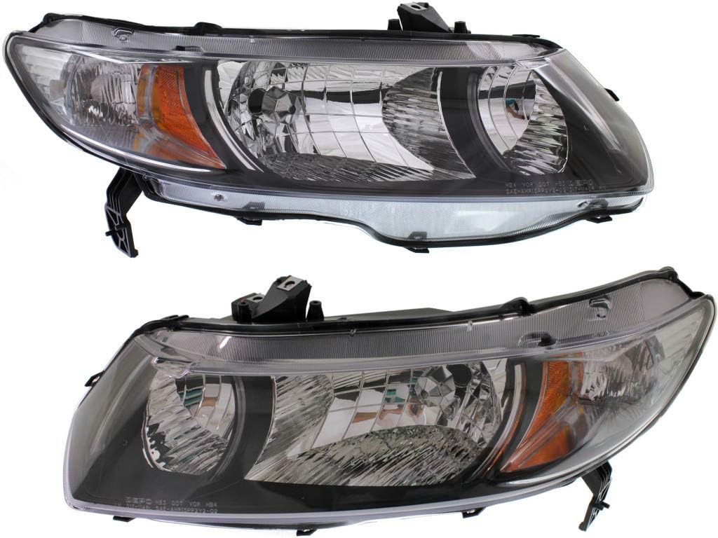 Honda Civic Headlight Assembly Unit 2010 2011 Pair Coupe S123