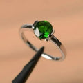 Round Cut Green Emerald Engagement Ring 925 Sterling Silver A46975