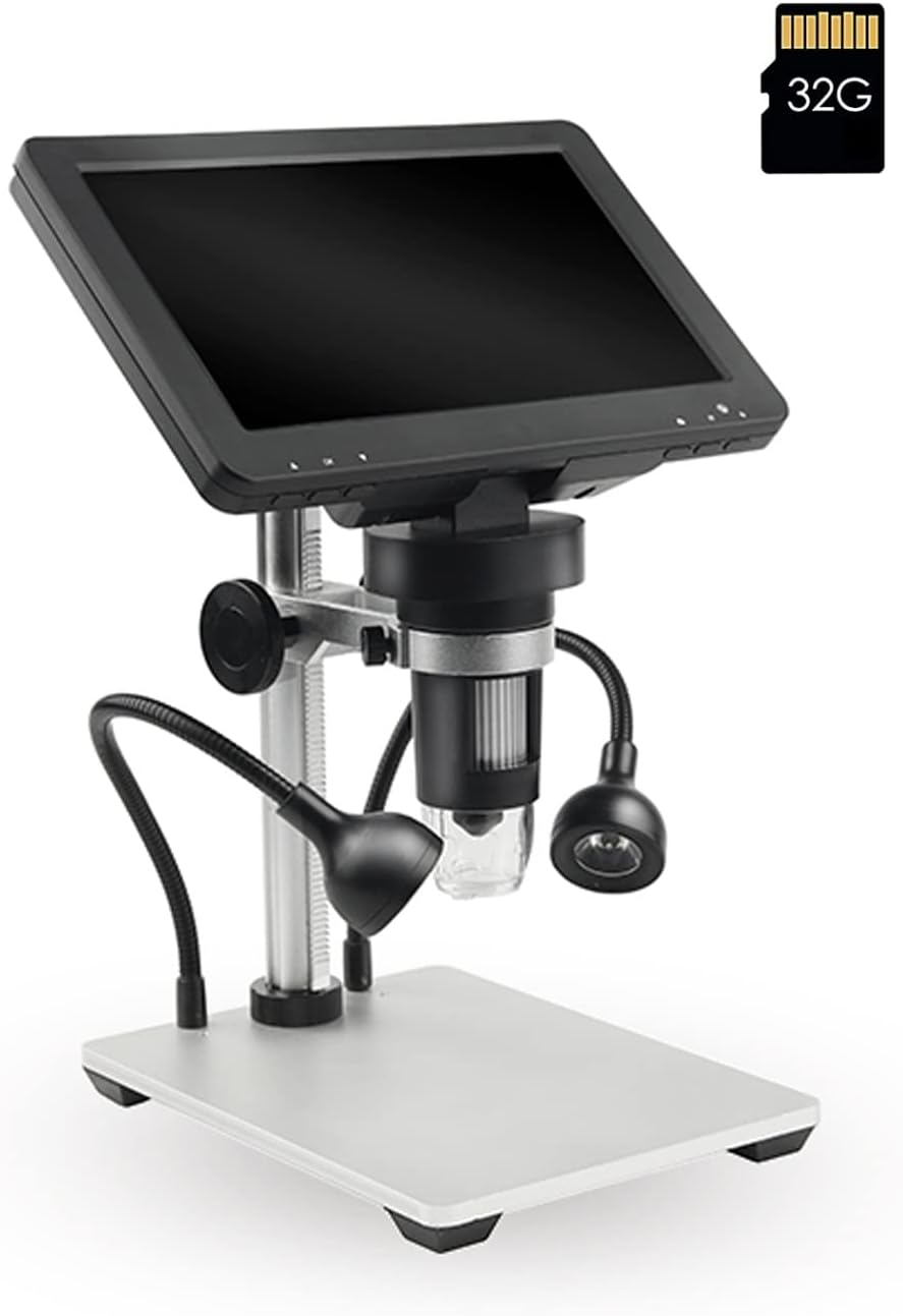 7 Digital Microscope 12MP 1080P Video with Metal Stand 2 LED Fill Lights 32G SD Card O442