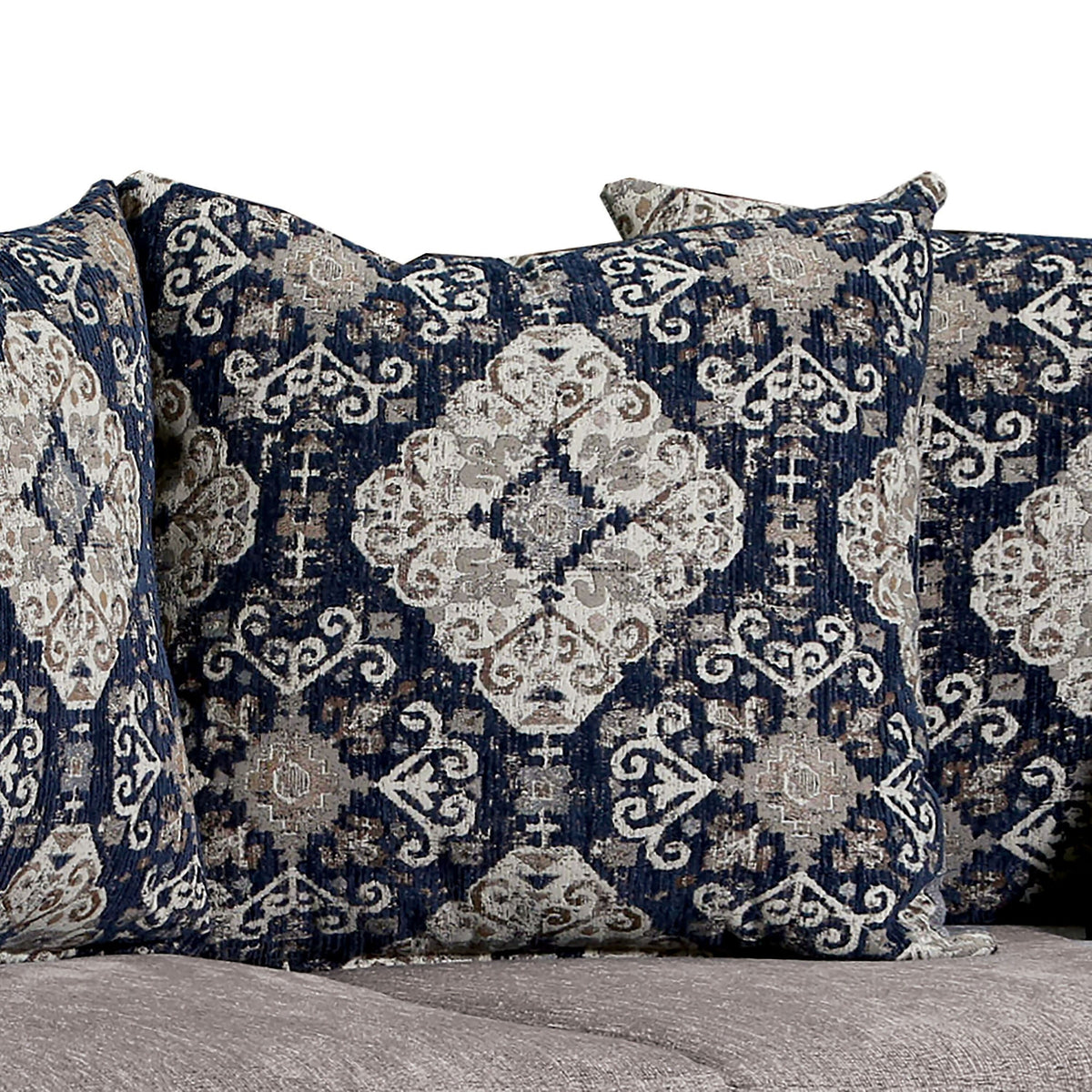 Grey Chenille Rolled Arms Loveseat U2950
