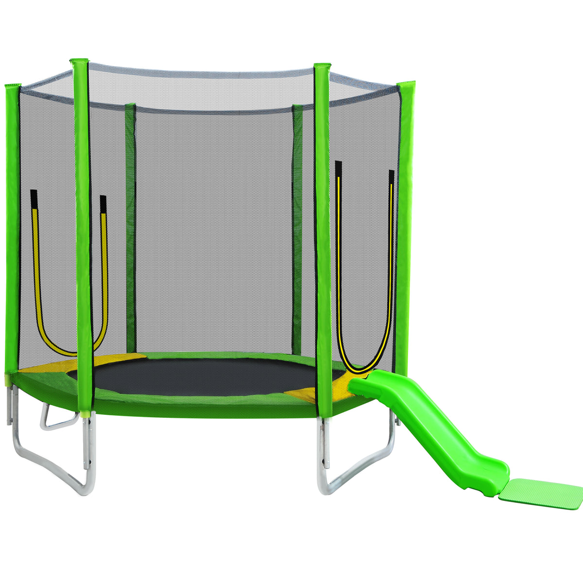 7Ft Round Trampoline with Safety Enclosure Net, Slide and Ladder Z29098
